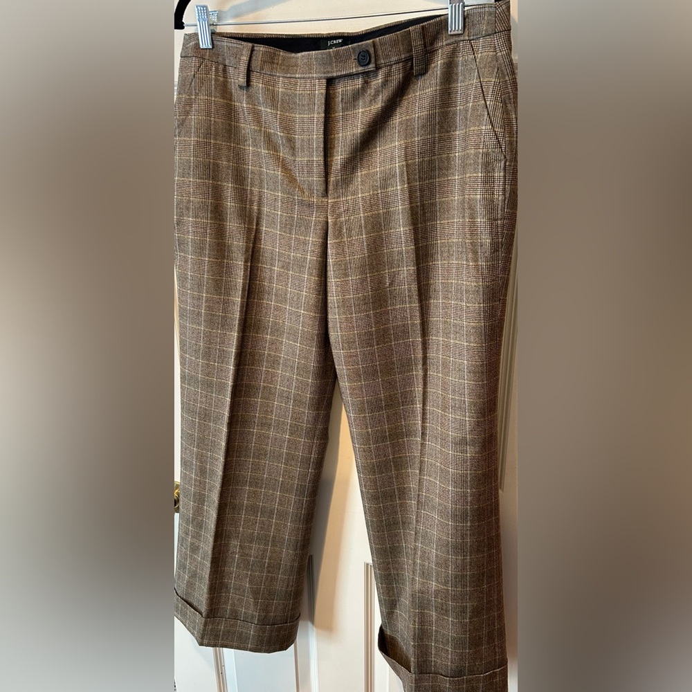 J. Crew Women's Checkered Trousers - Black, White, and Tan